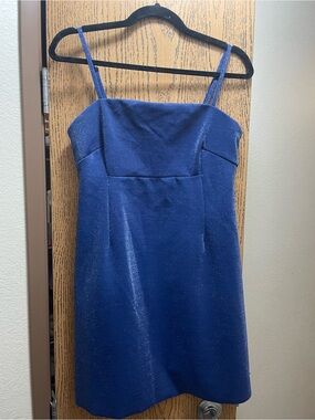 wild fable Shimmery Navy Blue Mini Dress with Slim Straps